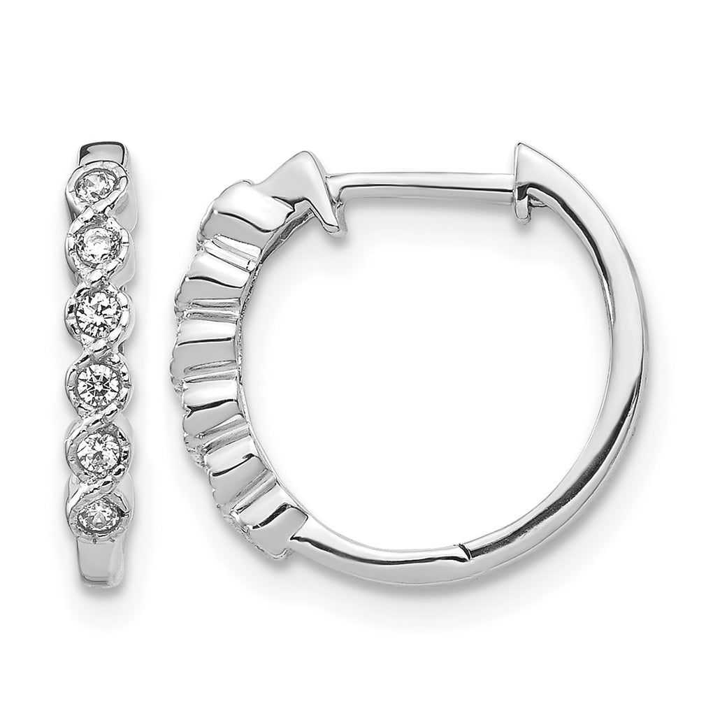 Sterling Silver Rhodium-plated 1/8ct Lab Grown Diamond VS/SI+ G+ Complete Hinged Hoop Earrings – Elegant Jewelry Gift for Birthday, Anniversary, Engagement, Wedding