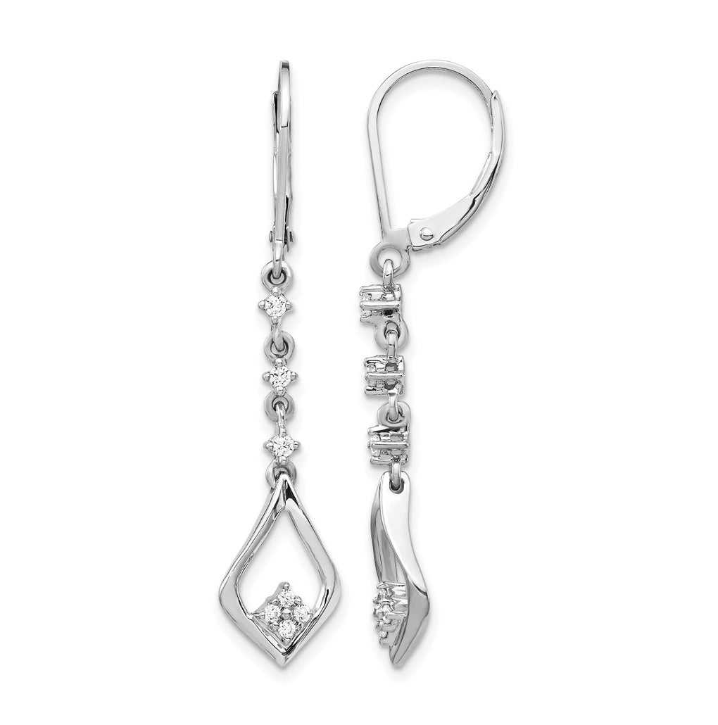 Sterling Silver Rhodium-plated 1/5ct Lab Grown Diamond VS/SI+ G+ Comp. Dangle Leverback Earrings – Elegant Jewelry Gift for Birthday, Anniversary, Engagement, Wedding