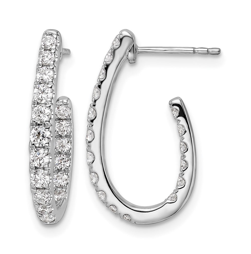 10K White Gold 1ct Lab Grown Diamond VS/SI+ G+ Complete In/Out J-Hoop Hoop Earrings – Elegant Jewelry Gift for Birthday, Anniversary, Engagement, Wedding