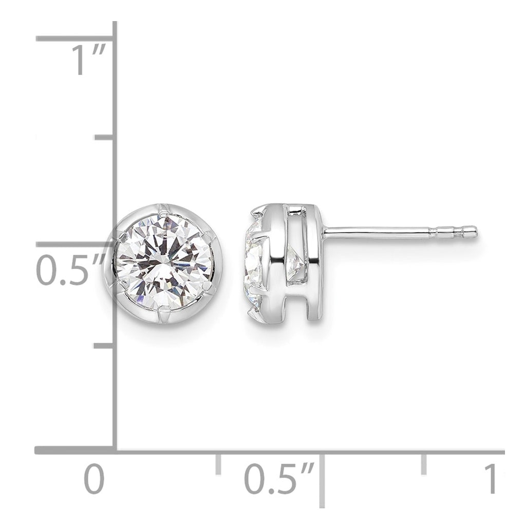 Sterling Silver Rhodium-plated 1/2 ct Lab Grown Diamond VS+ F+ Complete Round Bezel Solitaire Post Earrings – Elegant Jewelry Gift for Birthday, Anniversary, Engagement, Wedding