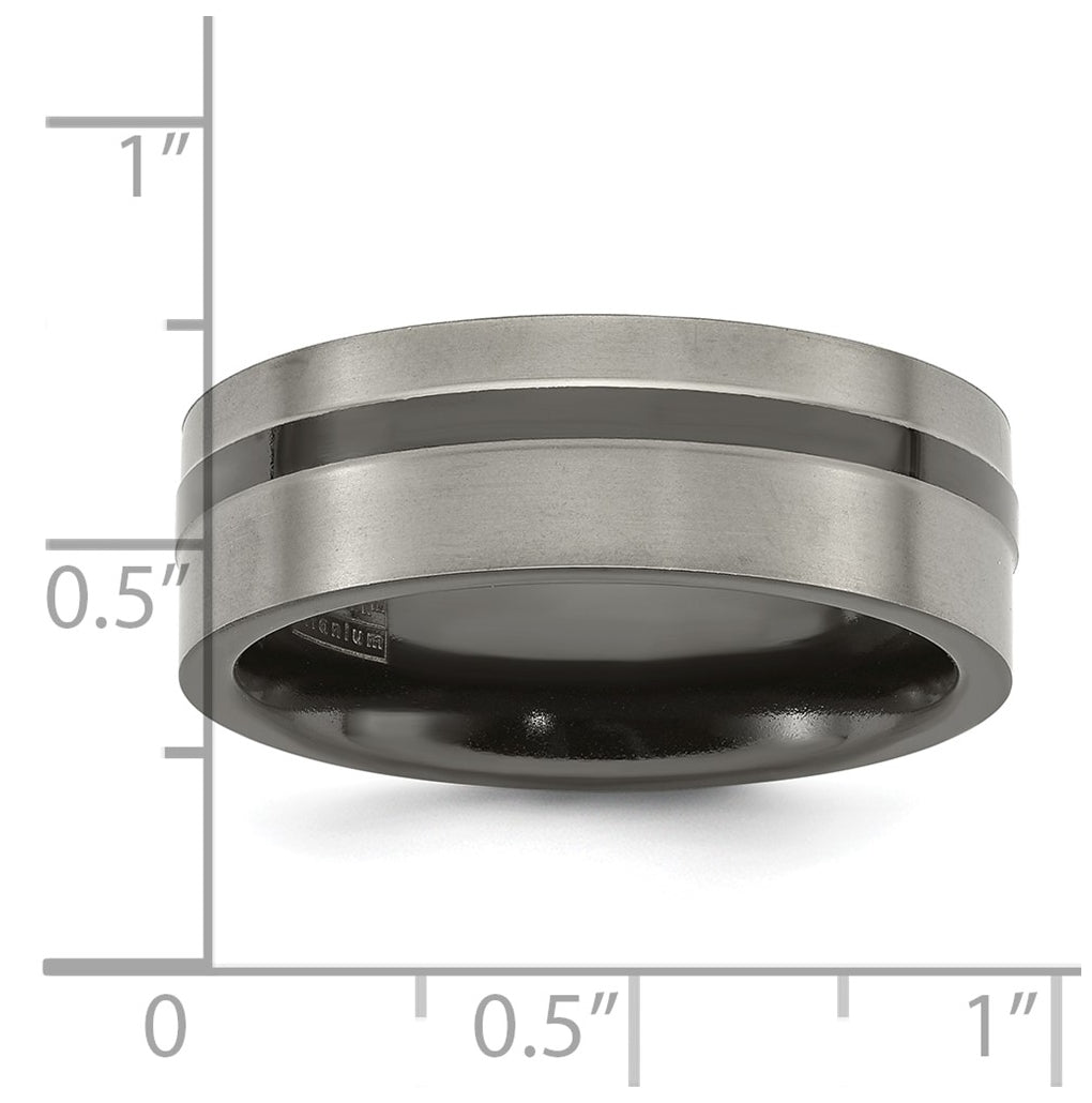Edward Mirell Titanium Black Ti Flat Cut Edge Brushed 8mm Band Size 10 – Elegant Jewelry Gift for Birthday, Anniversary, Engagement, Wedding