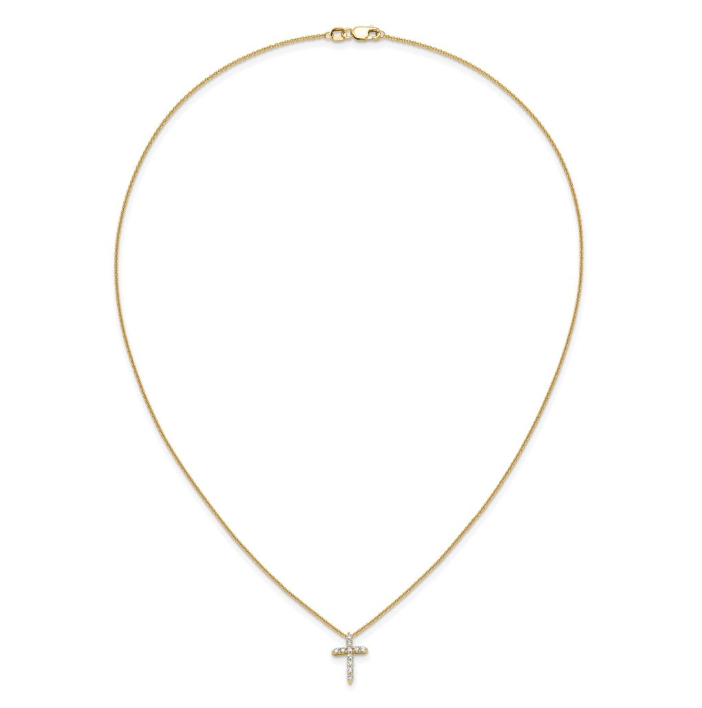 10K White Gold 1/4ct Lab Grown Diamond VS/SI+ G+ Complete 18in Cross Pendant Necklace – Elegant Jewelry Gift for Birthday, Anniversary, Engagement, Wedding