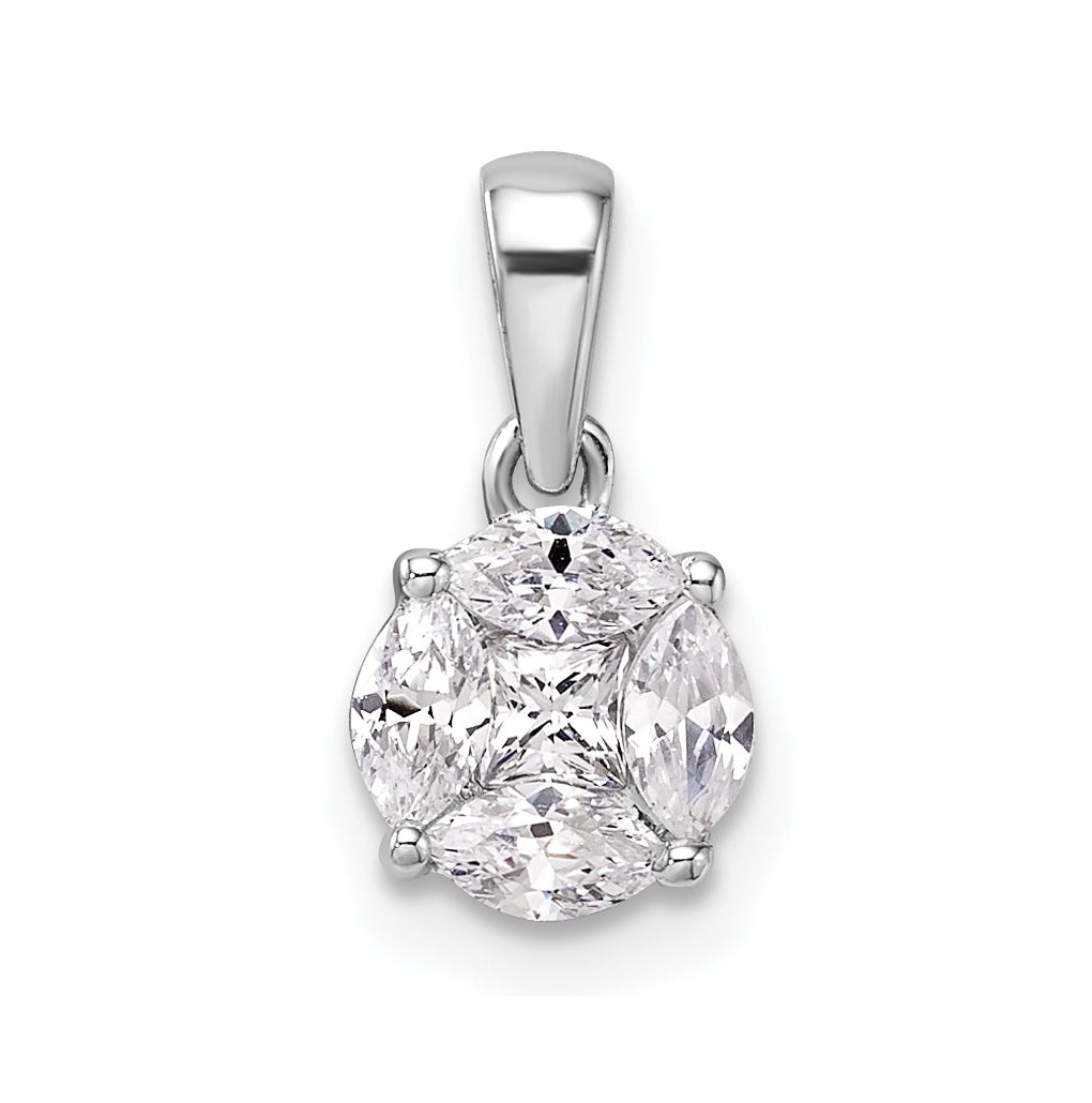 Sterling Silver Rhodium-plated 1/2 ct Lab Grown Diamond VS/SI+ G+ Complete Pendant – Elegant Jewelry Gift for Birthday, Anniversary, Engagement, Wedding