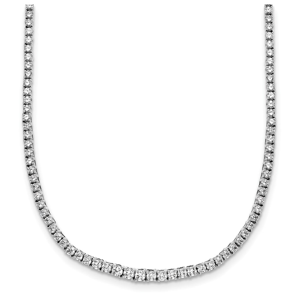 Sterling Silver Rhodium-plated 5ct Lab Grown Diamond VS/SI+ G+ 18in Grad Tennis Necklace – Elegant Jewelry Gift for Birthday, Anniversary, Engagement, Wedding