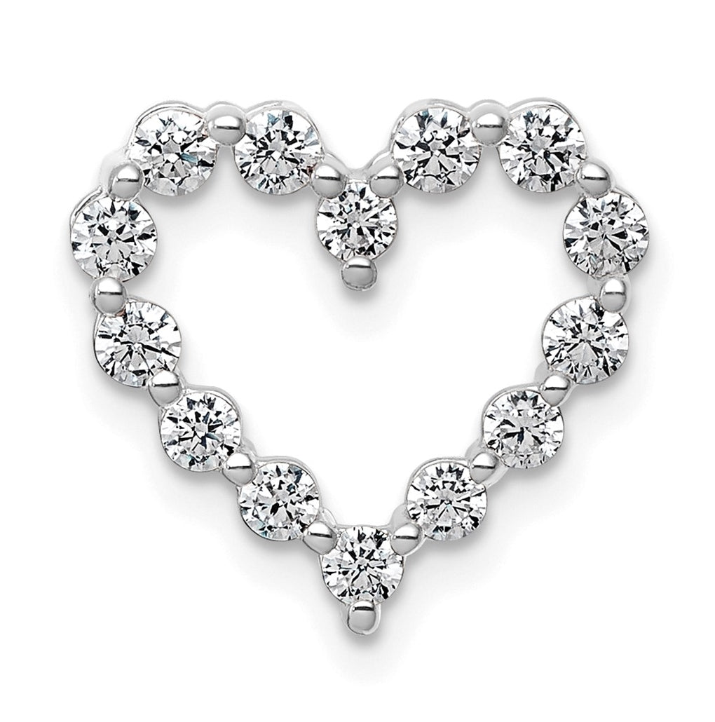 Sterling Silver Rhodium-plated 1/2ct Lab Grown Diamond VS+ F+ Complete Heart Chain Slide – Elegant Jewelry Gift for Birthday, Anniversary, Engagement, Wedding