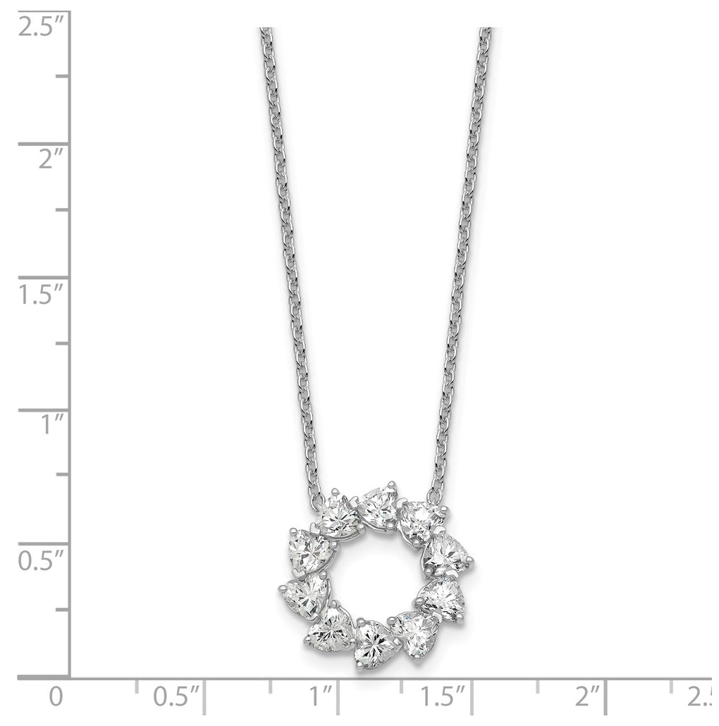 14K White Gold 3ct Lab Grown Diamond VS+ F+ Heart Circle 18in Complete Necklace – Elegant Jewelry Gift for Birthday, Anniversary, Engagement, Wedding
