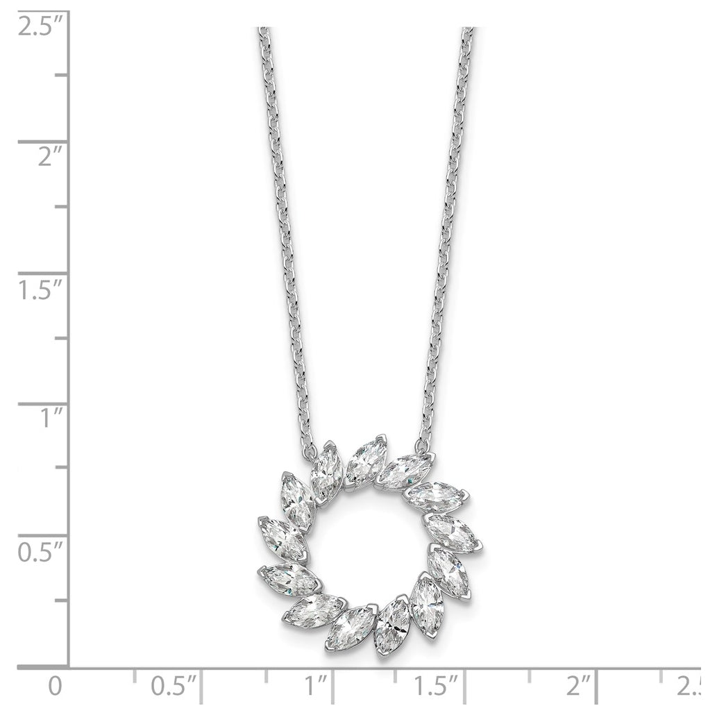 14K White Gold 1ct Lab Grown Diamond VS+ F+ Marquise Circle 18in Complete Necklace – Elegant Jewelry Gift for Birthday, Anniversary, Engagement, Wedding