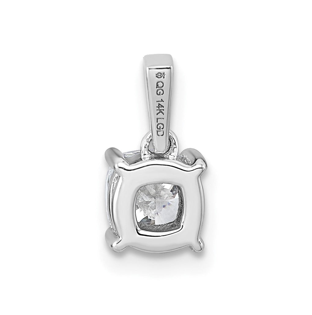 Sterling Silver Rhodium-plated 1ct Lab Grown Diamond VS+ F+ Cushion Complete Solitaire Pendant – Elegant Jewelry Gift for Birthday, Anniversary, Engagement, Wedding