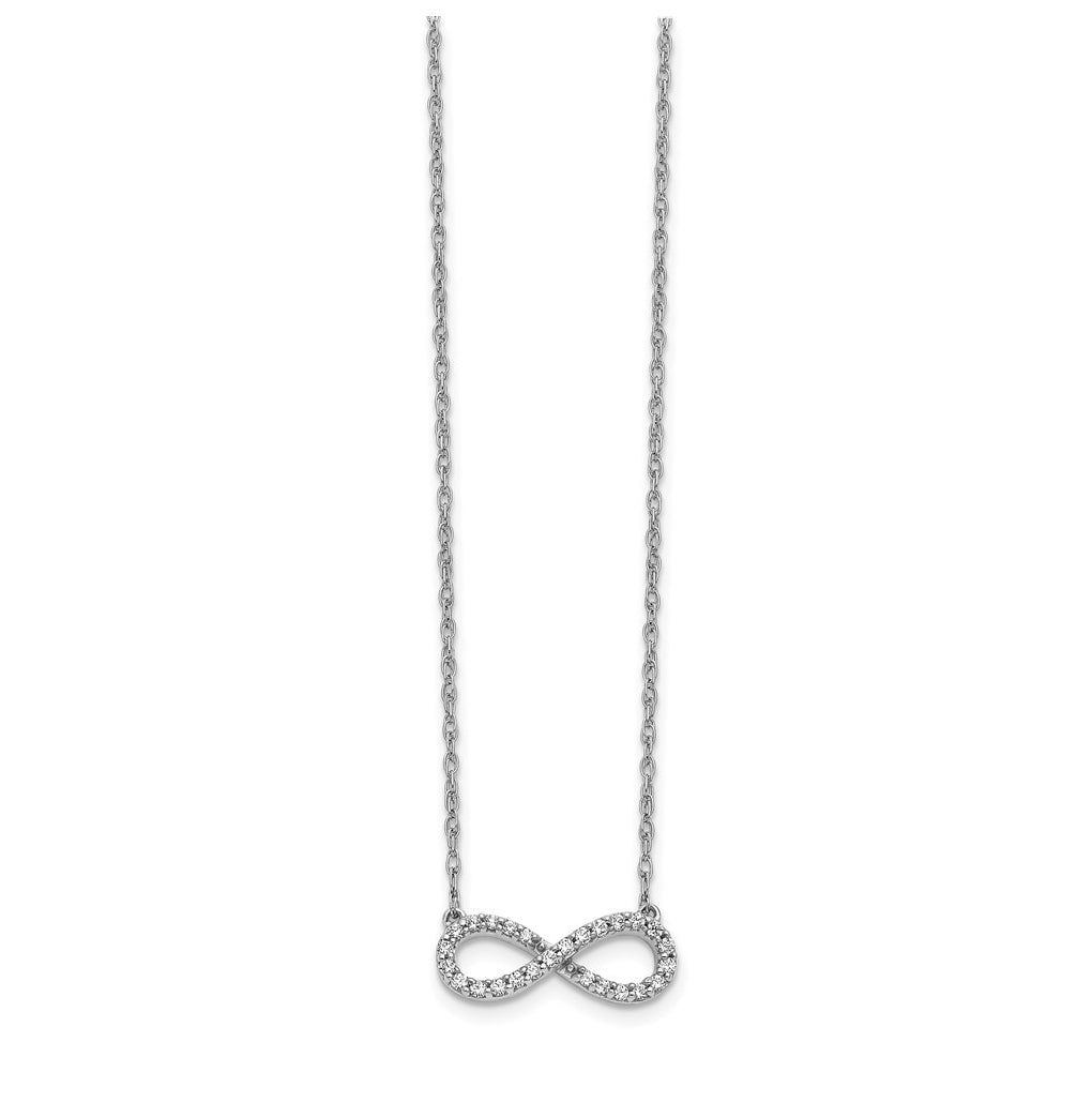 Sterling Silver Rhodium-plated 1/6ct Lab Grown Diamond VS/SI+ G+ Complete 18in Infinity Necklace – Elegant Jewelry Gift for Birthday, Anniversary, Engagement, Wedding
