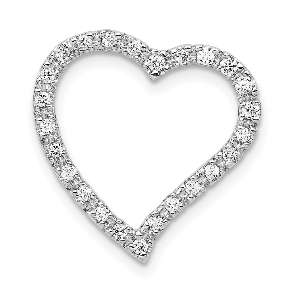 Sterling Silver Rhodium-plated 1/5ct Lab Grown Diamond VS/SI+ G+ Complete Heart Chain Slide – Elegant Jewelry Gift for Birthday, Anniversary, Engagement, Wedding