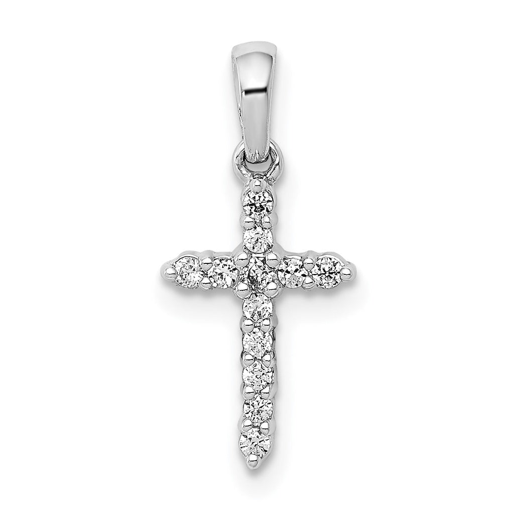 10k White Gold 1/10ct Lab Grown Diamond VS/SI+ G+ Comp Cross Pendant – Elegant Jewelry Gift for Birthday, Anniversary, Engagement, Wedding