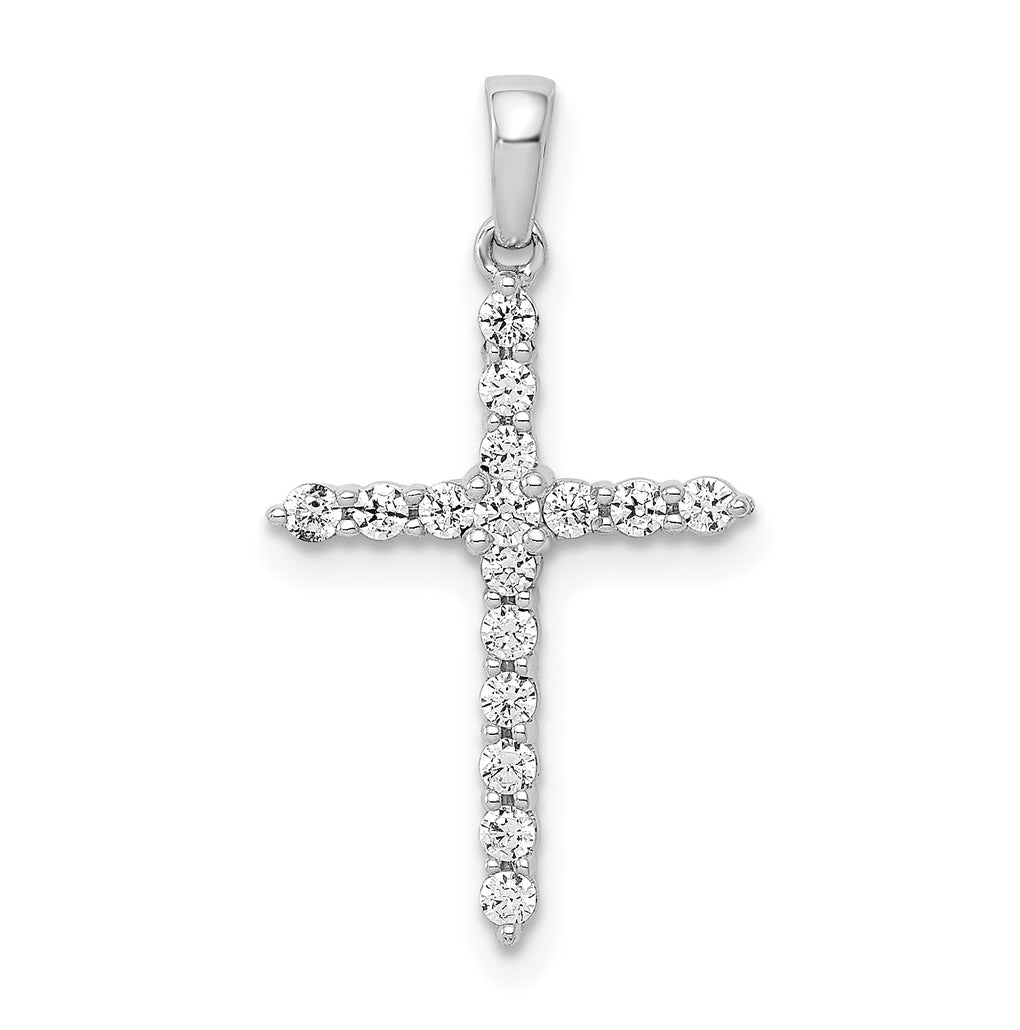 Sterling Silver Rhodium-plated 1/4ct Lab Grown Diamond VS/SI+ G+ Complete Cross Pendant – Elegant Jewelry Gift for Birthday, Anniversary, Engagement, Wedding