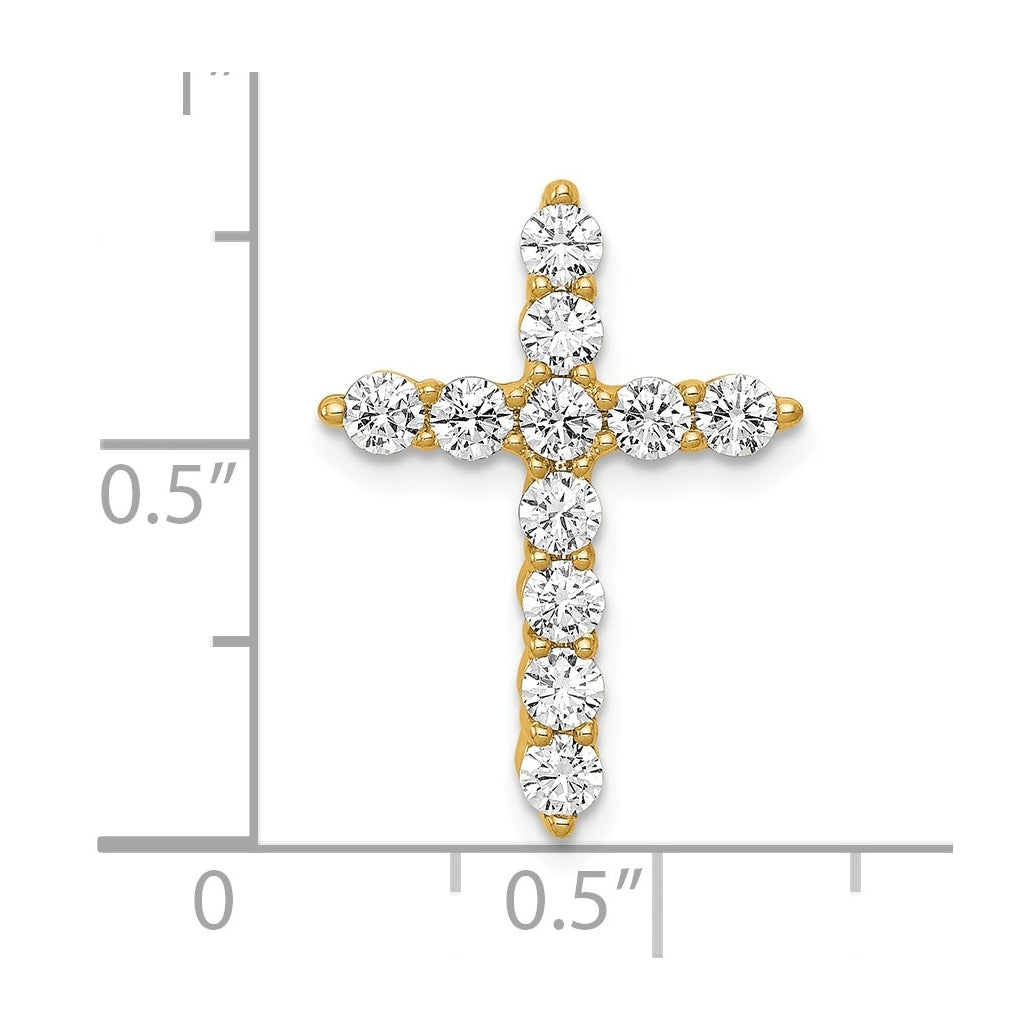 10K White Gold 3/4ct Lab Grown Diamond VS/SI+ G+ Complete Cross Chain Slide Pendant – Elegant Jewelry Gift for Birthday, Anniversary, Engagement, Wedding