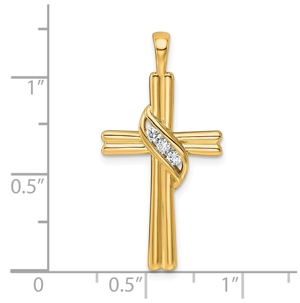 14k White Gold 1/20ct Lab Grown Diamond VS/SI+ G+ Complete Cross Pendant – Elegant Jewelry Gift for Birthday, Anniversary, Engagement, Wedding