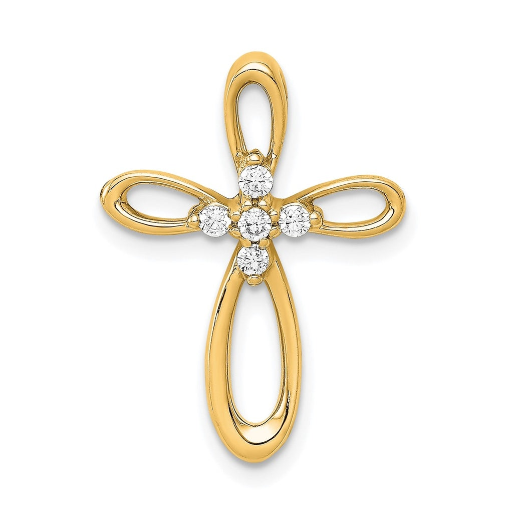 14K Yellow Gold 1/10ct. Lab Grown Diamond VS/SI+ G+ Complete Cross Chain Slide – Elegant Jewelry Gift for Birthday, Anniversary, Engagement, Wedding