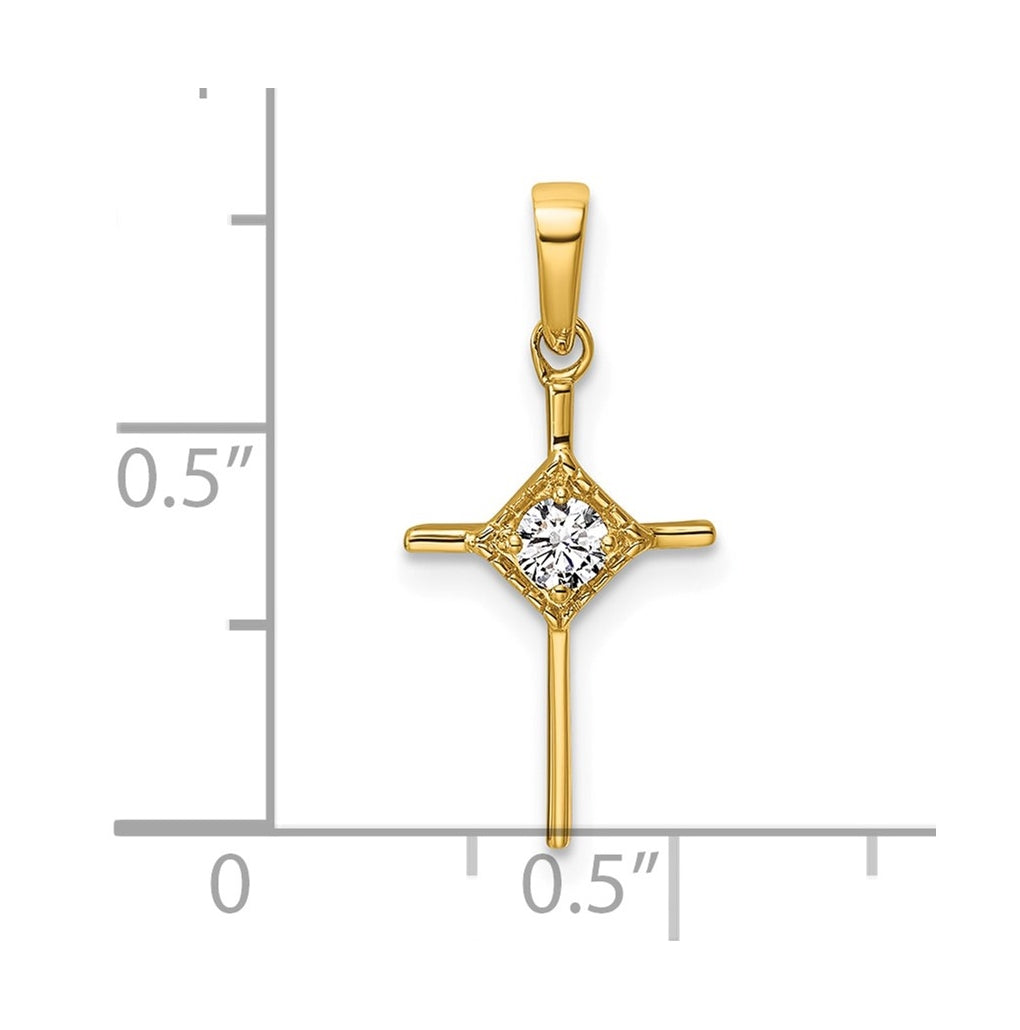 14k White Gold .02ct. Lab Grown Diamond VS/SI+ G+ Complete Cross Pendant – Elegant Jewelry Gift for Birthday, Anniversary, Engagement, Wedding
