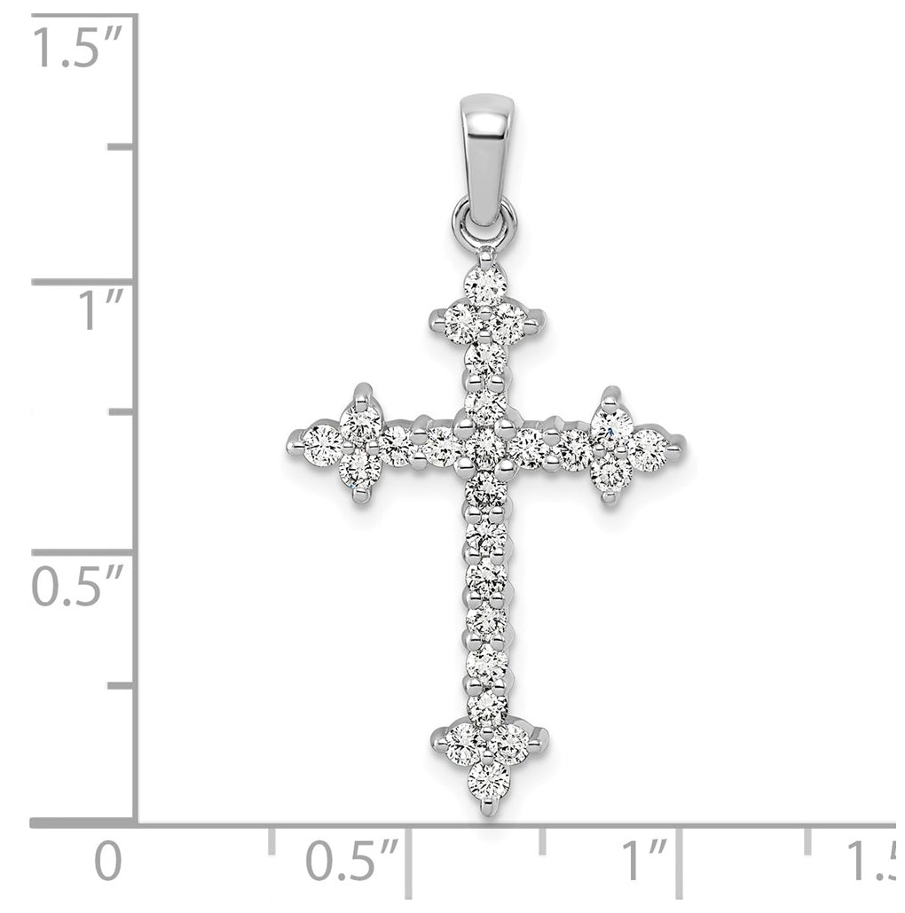 14K Yellow Gold 1/5ct. Lab Grown Diamond VS/SI+ G+ Complete Fleur de Lis Cross Pendant – Elegant Jewelry Gift for Birthday, Anniversary, Engagement, Wedding