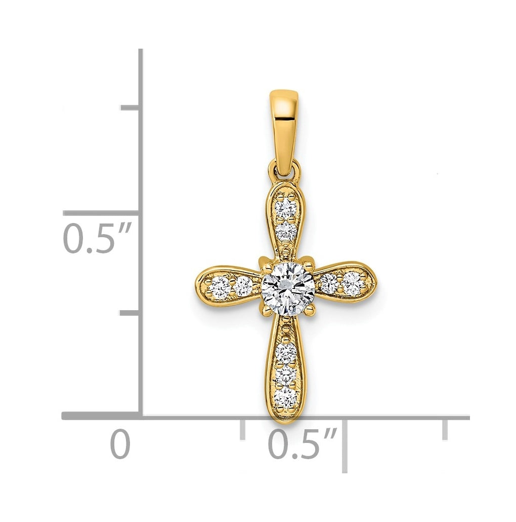 14k Rose Gold 1/6ct. Lab Grown Diamond VS/SI+ G+ Complete Cross Charm – Elegant Jewelry Gift for Birthday, Anniversary, Engagement, Wedding