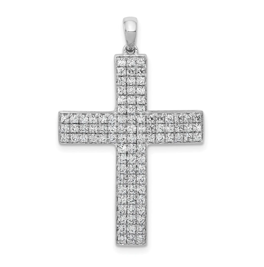 Sterling Silver Rhodium-plated 1/2ct Lab Grown Diamond VS/SI+ G+ Complete Latin Cross Pendant – Elegant Jewelry Gift for Birthday, Anniversary, Engagement, Wedding