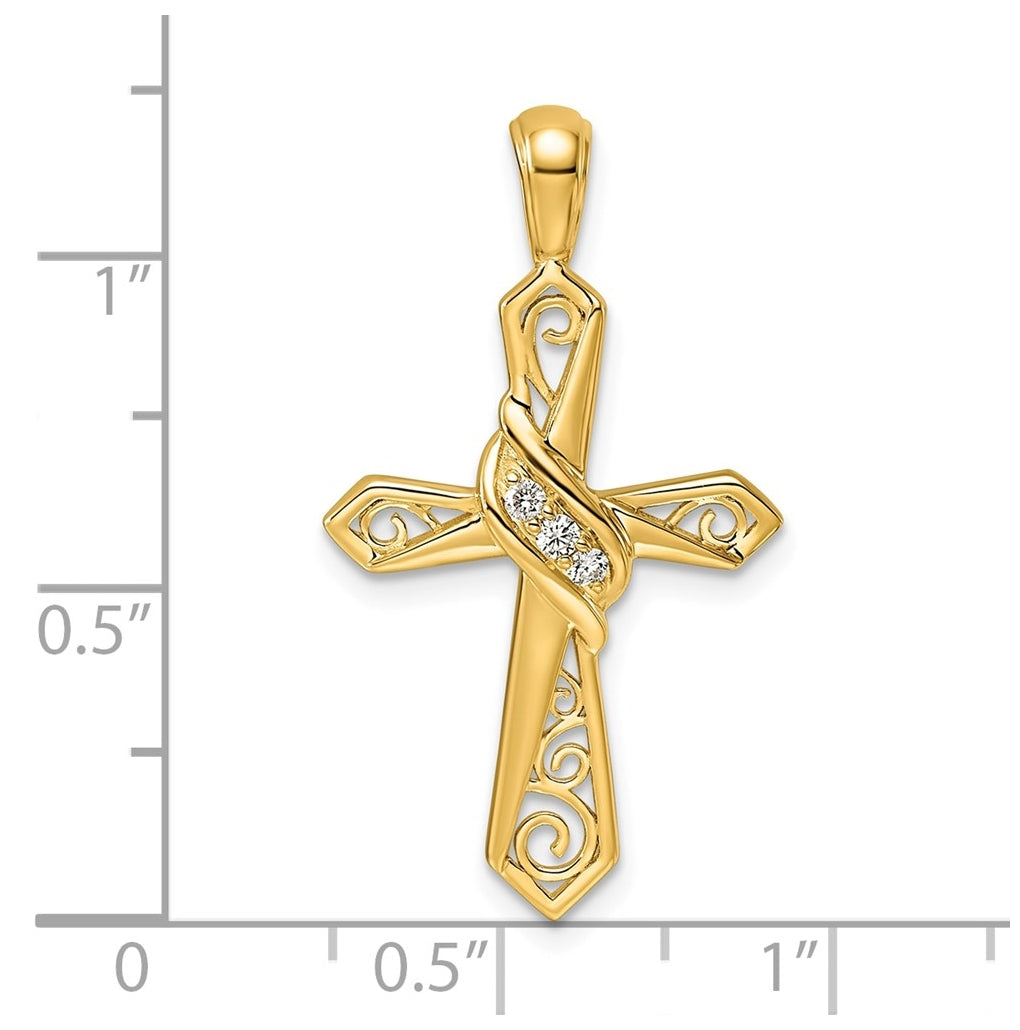 14k White Gold 1/20ct. Lab Grown Diamond VS/SI+ G+ Complete Cross Pendant – Elegant Jewelry Gift for Birthday, Anniversary, Engagement, Wedding