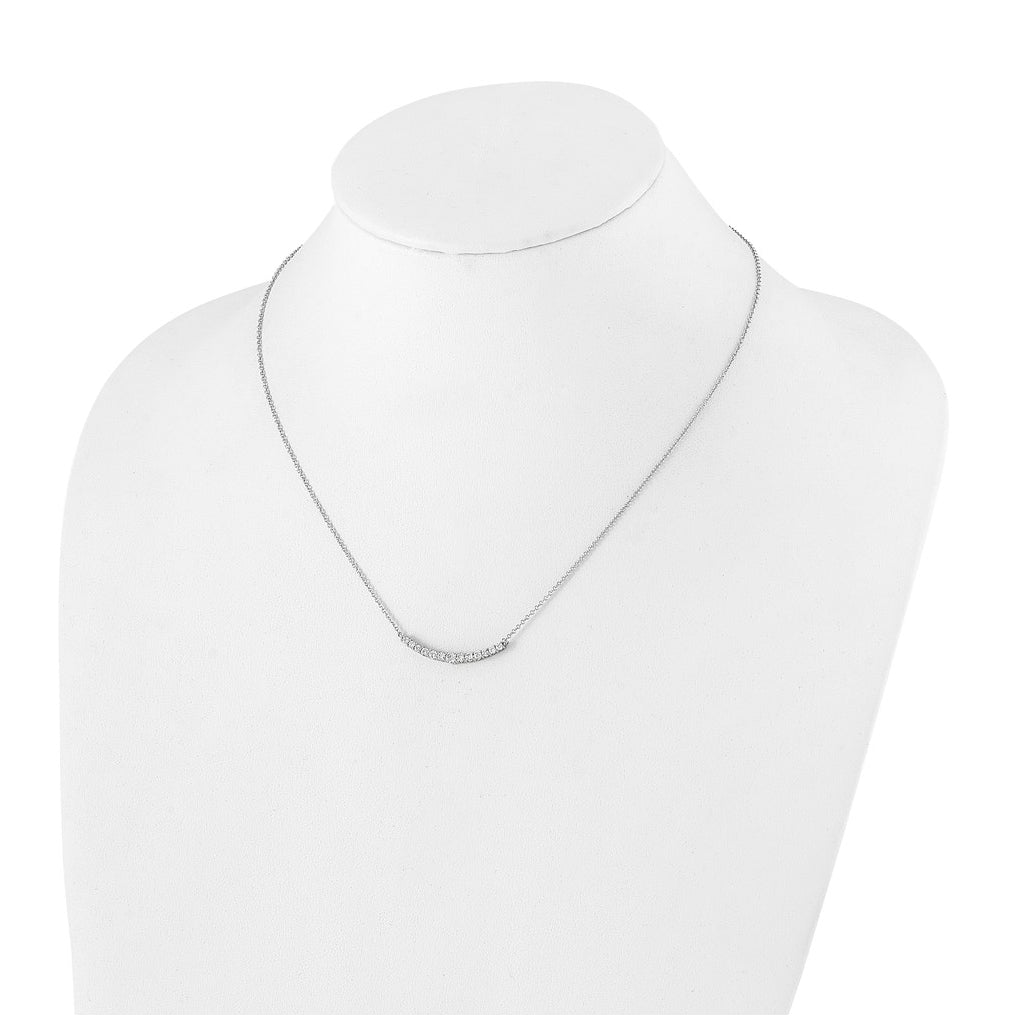 Sterling Silver Rhodium-plated 1/2ct Lab Grown Diamond VS+ F+ 18in Complete Bar Necklace – Elegant Jewelry Gift for Birthday, Anniversary, Engagement, Wedding