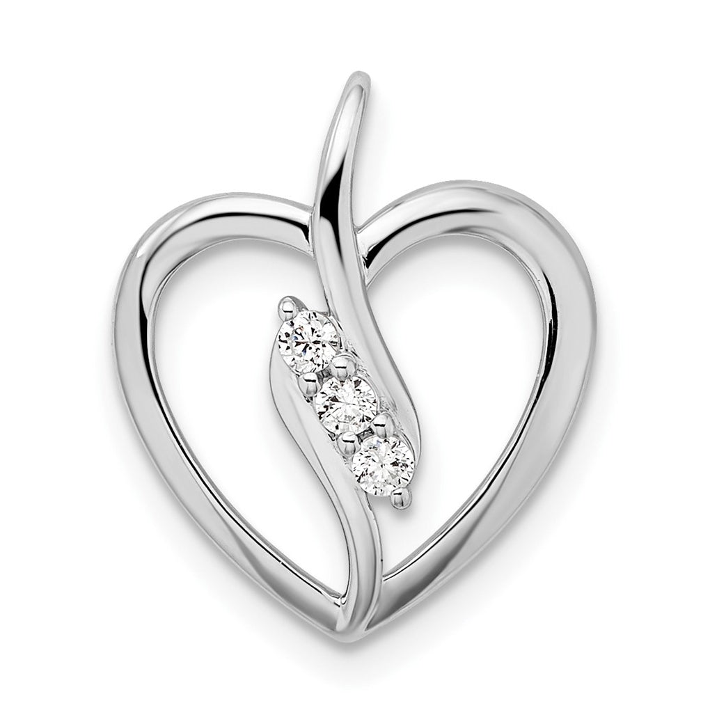 Sterling Silver Rhodium-plated 1/10ct Lab Grown Diamond VS/SI+ G+ Complete Open Heart Pendant – Elegant Jewelry Gift for Birthday, Anniversary, Engagement, Wedding