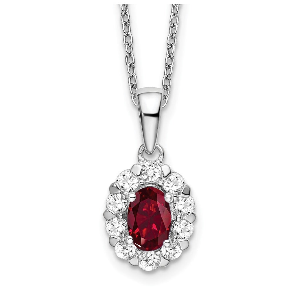 Sterling Silver Rhodium-plated 1/2ct Lab Grown Diamond VS/SI+ G+ & Created Emerald Complete 18in Necklace – Elegant Jewelry Gift for Birthday, Anniversary, Engagement, Wedding