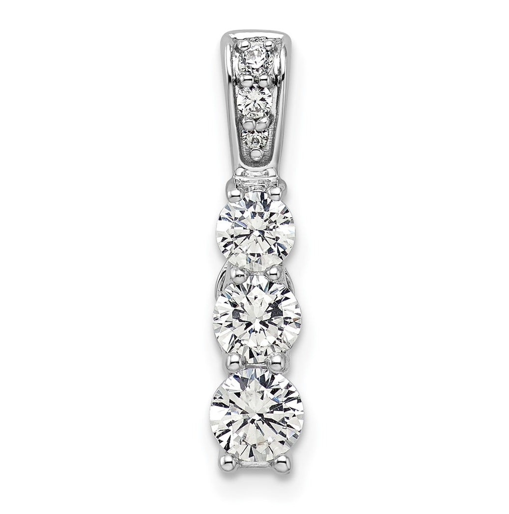 Sterling Silver Rhodium-plated 1/2 ct Lab Grown Diamond VS/SI+ G+ 3-Stone Complete Chain Slide – Elegant Jewelry Gift for Birthday, Anniversary, Engagement, Wedding