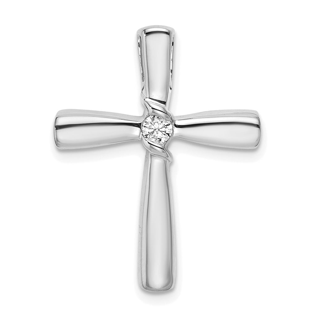 14k Yellow Gold Polished 1/10ct. Lab Grown Diamond VS/SI+ G+ Complete Cross Chain Slide – Elegant Jewelry Gift for Birthday, Anniversary, Engagement, Wedding