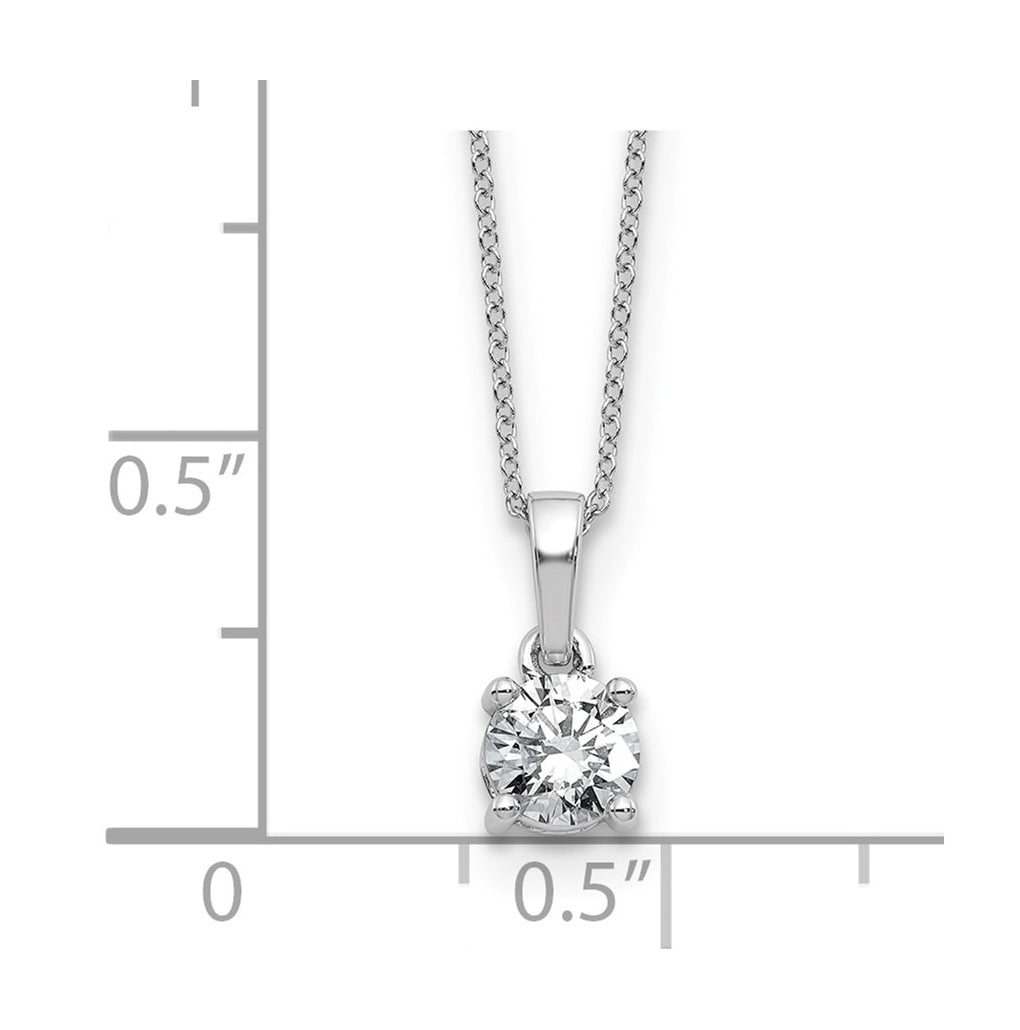 10K White Gold 1/2ct Lab Grown Diamond VS/SI+ G+ Complete 18in Solitaire Pendant Necklace – Elegant Jewelry Gift for Birthday, Anniversary, Engagement, Wedding