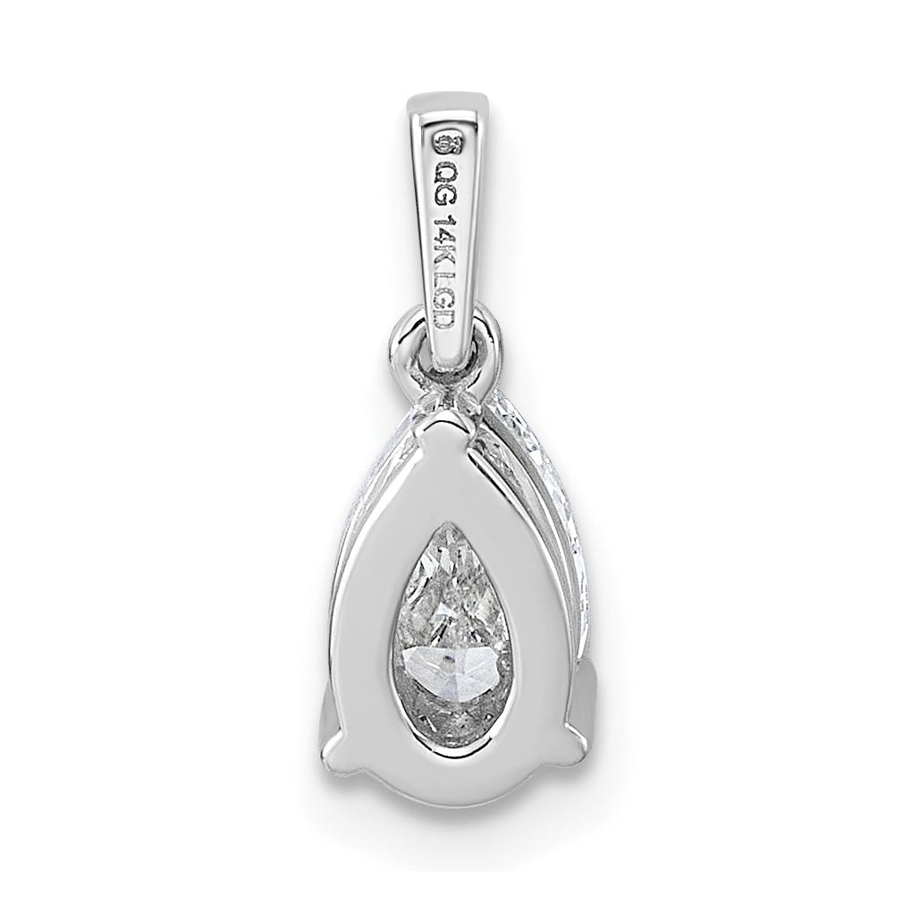 Sterling Silver Rhodium-plated 1ct Lab Grown Diamond VS+ F+ Pear Complete Solitaire Pendant – Elegant Jewelry Gift for Birthday, Anniversary, Engagement, Wedding