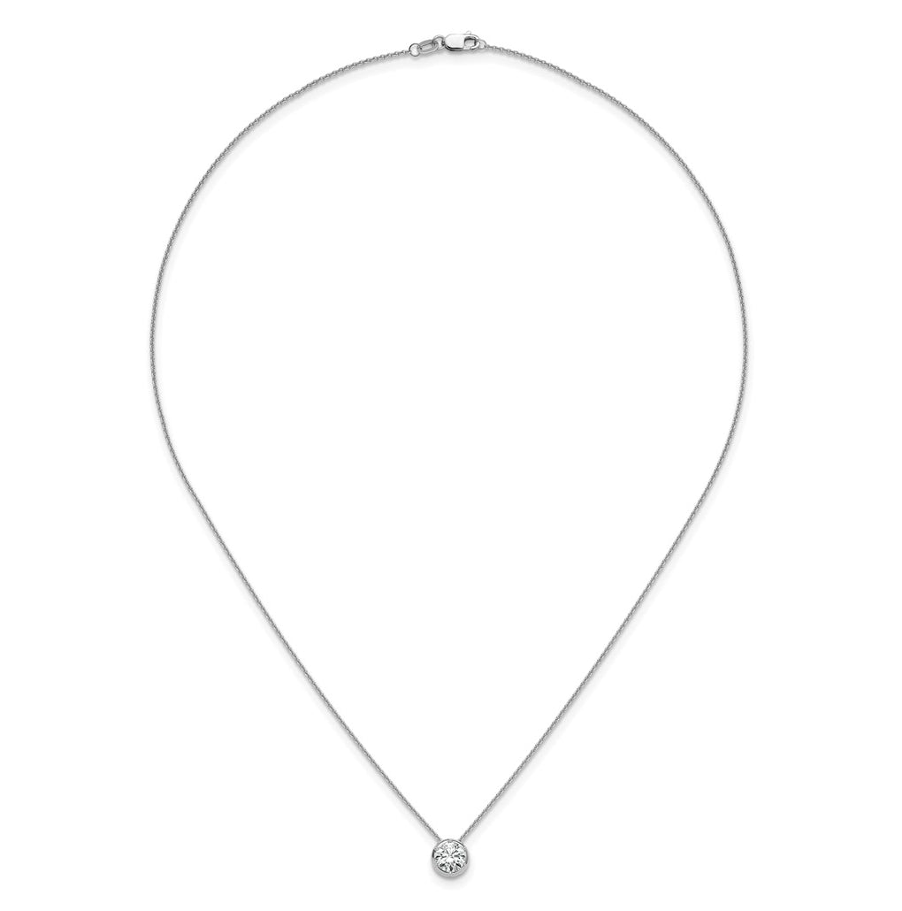 Sterling Silver Rhodium-plated 1/2 ct Lab Grown Diamond VS/SI+ G+ Complete 18 in Solitaire Necklace – Elegant Jewelry Gift for Birthday, Anniversary, Engagement, Wedding