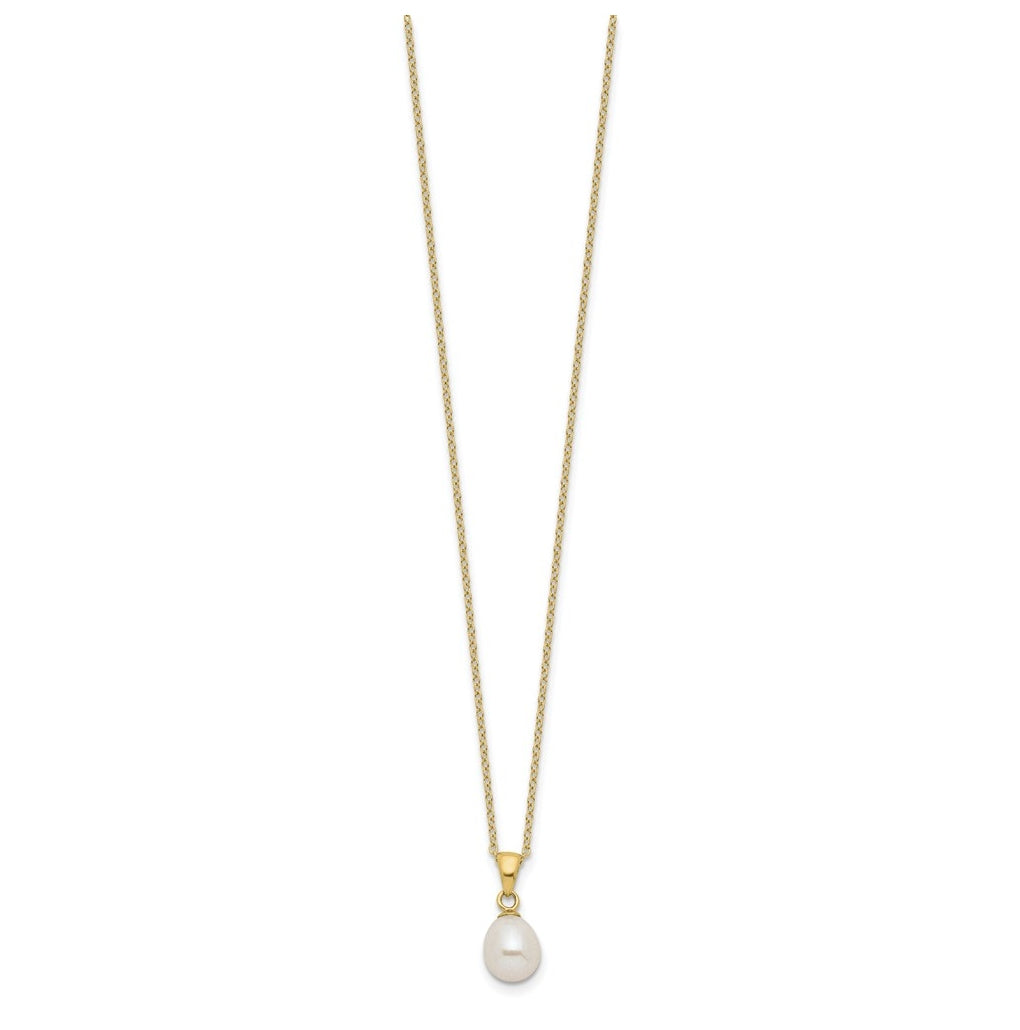 Sterling Silver Gold-plated Freshwater Cultured Pearl Necklace/Stud Earring Set – Elegant Jewelry Gift for Birthday, Anniversary, Engagement, Wedding