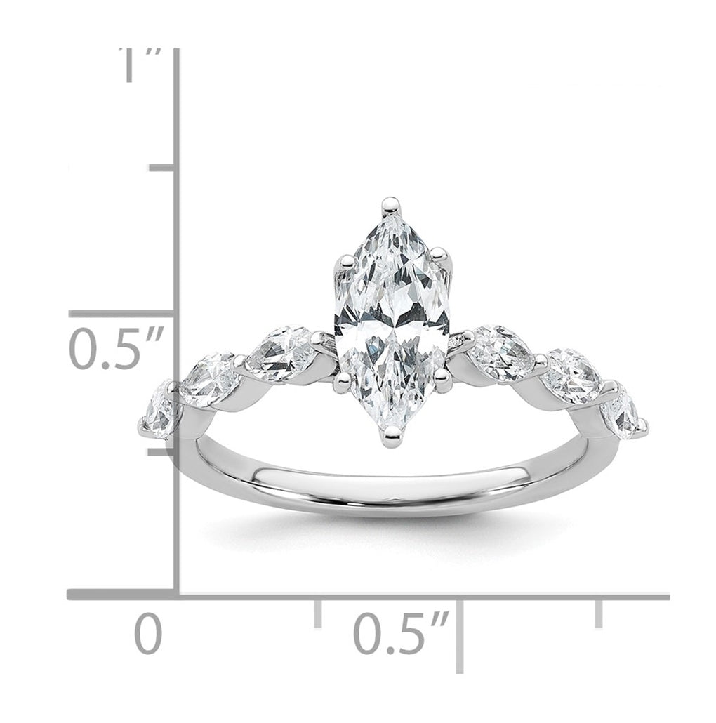 14K White Gold 1ct Marquise Lab Grown Diamond VS+ F+ Complete Engagement Ring – Elegant Jewelry Gift for Birthday, Anniversary, Engagement, Wedding