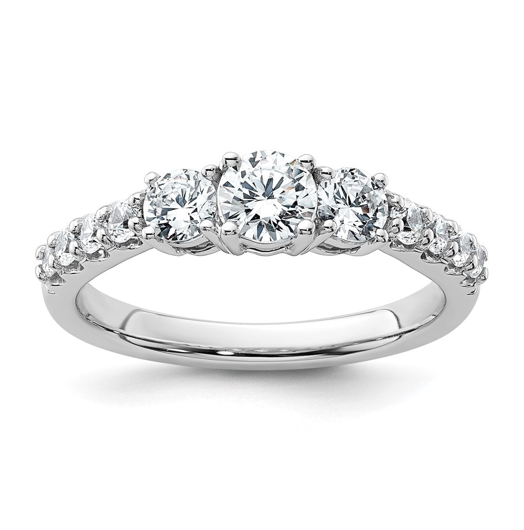 10k Yellow Gold 1ct Lab Grown Diamond VS+ F+ Round Complete 3 Stone Engagement Ring Size 5 – Elegant Jewelry Gift for Birthday, Anniversary, Engagement, Wedding