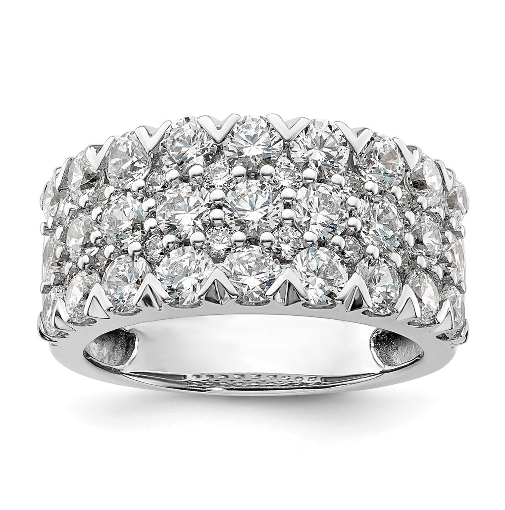 10k White Gold 3 ct Lab Grown Diamond VS/SI+ G+ Complete Triple Row Band – Elegant Jewelry Gift for Birthday, Anniversary, Engagement, Wedding