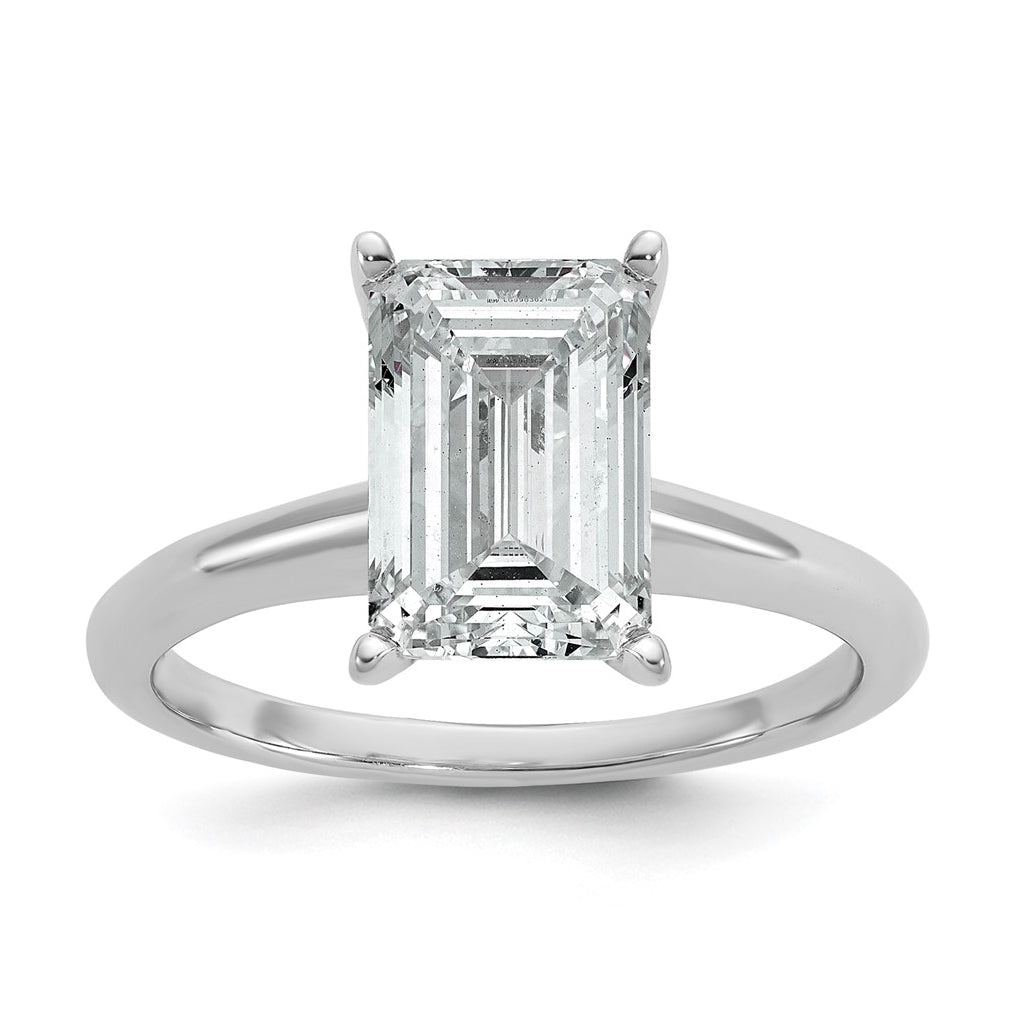 10K Two Tone Gold 1ct Lab Grown Diamond VS+ F+ Emerald Solitaire Complete Engagement Ring Size 5 – Elegant Jewelry Gift for Birthday, Anniversary, Engagement, Wedding