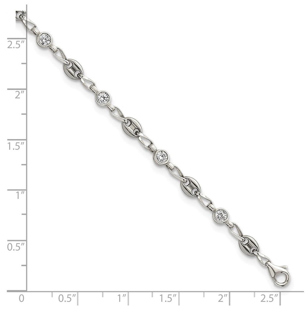Stainless Steel with 925 Polished White Cubic Zirconia 10.25in Anklet – Elegant Jewelry Gift for Birthday, Anniversary, Engagement, Wedding