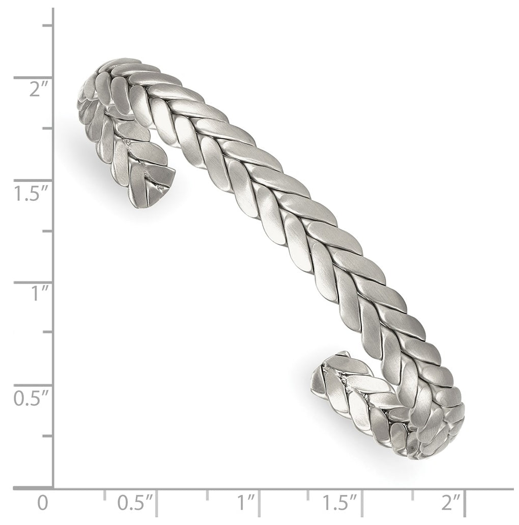 Stainless Steel Brushed 7.5mm Chevron Cuff Bangle – Elegant Jewelry Gift for Birthday, Anniversary, Engagement, Wedding
