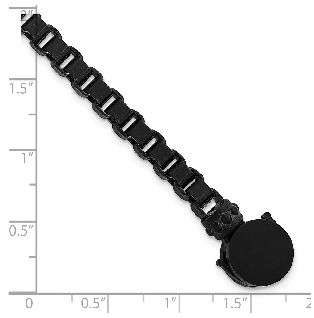 Stainless Steel Matte Black IP-plated Rounded Box Chain 8.75in Bracelet – Elegant Jewelry Gift for Birthday, Anniversary, Engagement, Wedding