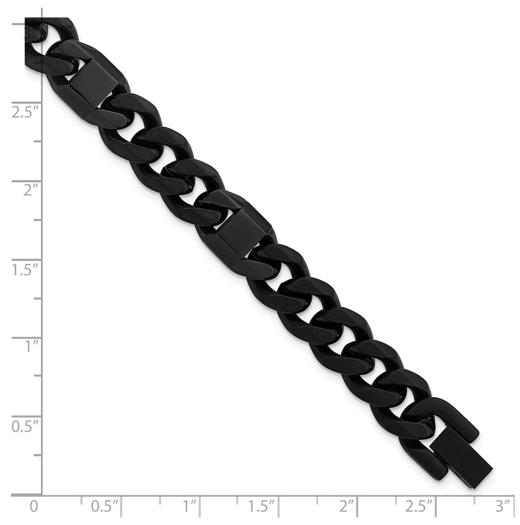 Stainless Steel Brushed & Polished BlackIP 10.5mm Cuban Link 8.5in Bracelet – Elegant Jewelry Gift for Birthday, Anniversary, Engagement, Wedding