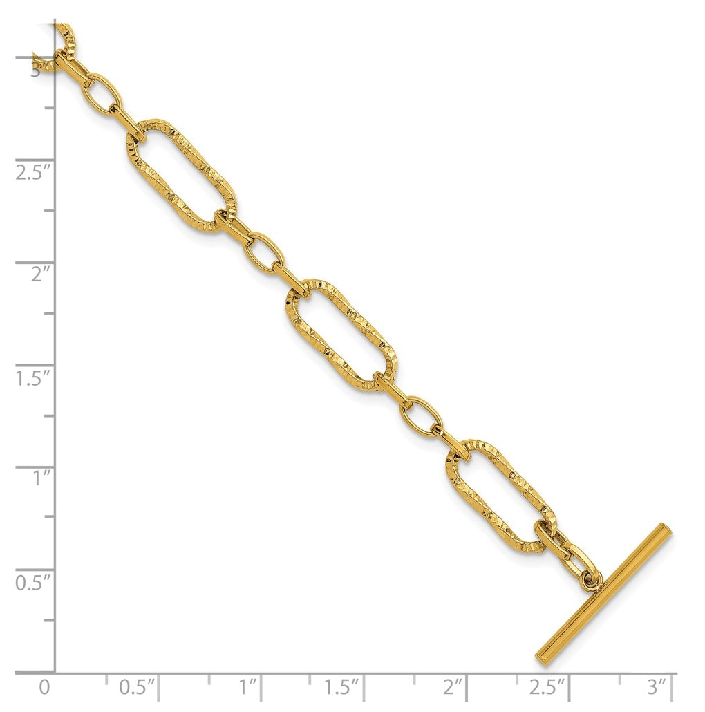 Stainless Steel Polished Yellow IP-plated 7.5in Textured Link Bracelet – Elegant Jewelry Gift for Birthday, Anniversary, Engagement, Wedding
