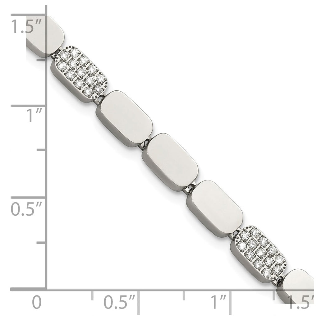Stainless Steel Polished with Cubic Zirconia Magnetic 7in Bracelet – Elegant Jewelry Gift for Birthday, Anniversary, Engagement, Wedding