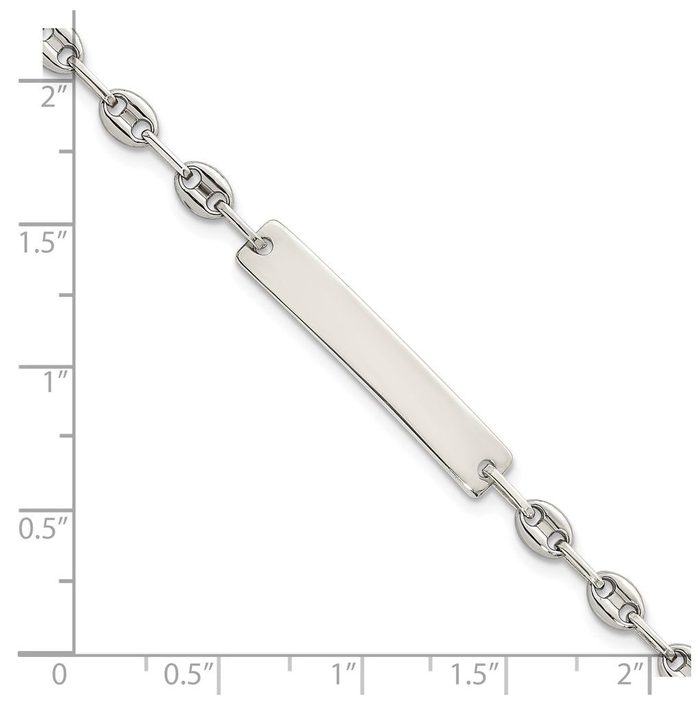 Stainless Steel with 925 Polished Anchor/Paperclip 6in ID Bracelet – Elegant Jewelry Gift for Birthday, Anniversary, Engagement, Wedding
