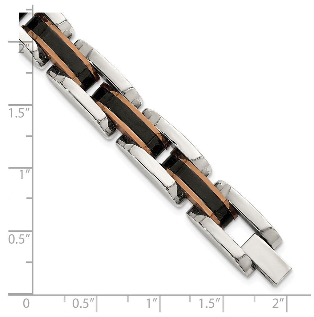 Stainless Steel Polished Brown/Black IP-plated 8.5in Link Bracelet – Elegant Jewelry Gift for Birthday, Anniversary, Engagement, Wedding
