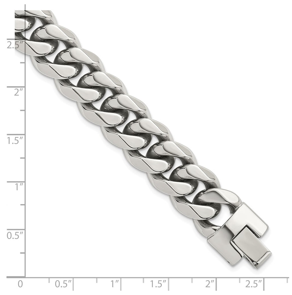 Stainless Steel Polished 14mm Curb Link 8.25in Bracelet – Elegant Jewelry Gift for Birthday, Anniversary, Engagement, Wedding
