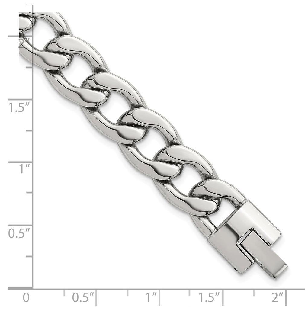 Stainless Steel Polished 12mm Curb Link 8.25in Bracelet – Elegant Jewelry Gift for Birthday, Anniversary, Engagement, Wedding