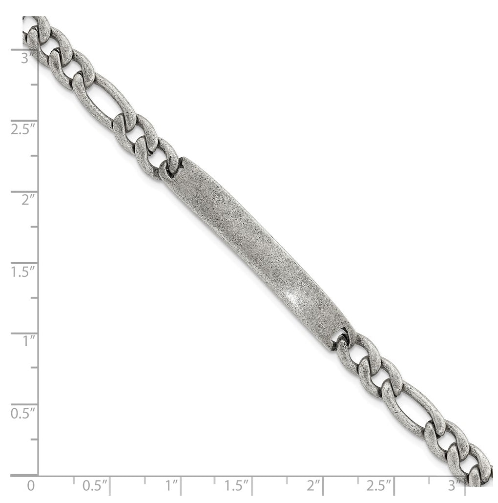 Stainless Steel Antiqued 7mm Matte Franco Link ID 8.5in Bracelet – Elegant Jewelry Gift for Birthday, Anniversary, Engagement, Wedding