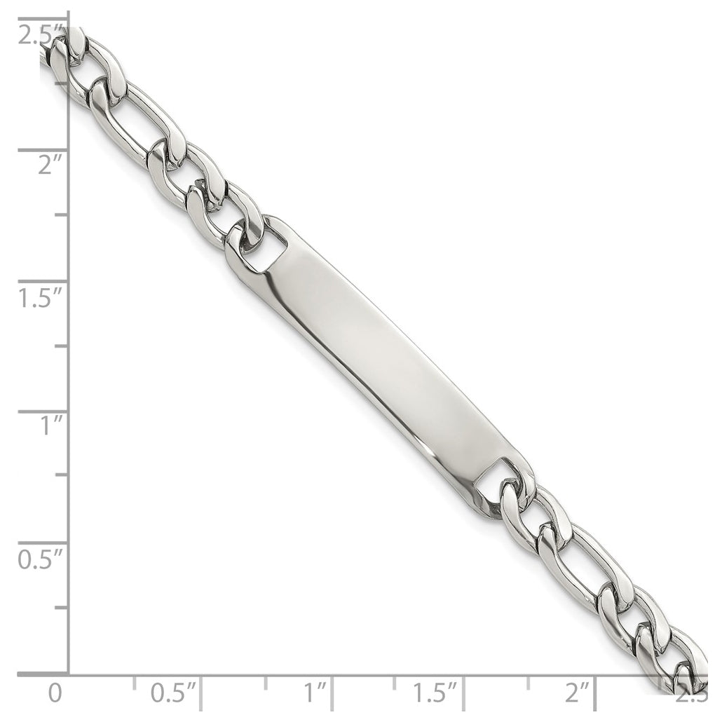 Stainless Steel Polished 8.5in ID Figaro Chain Bracelet – Elegant Jewelry Gift for Birthday, Anniversary, Engagement, Wedding