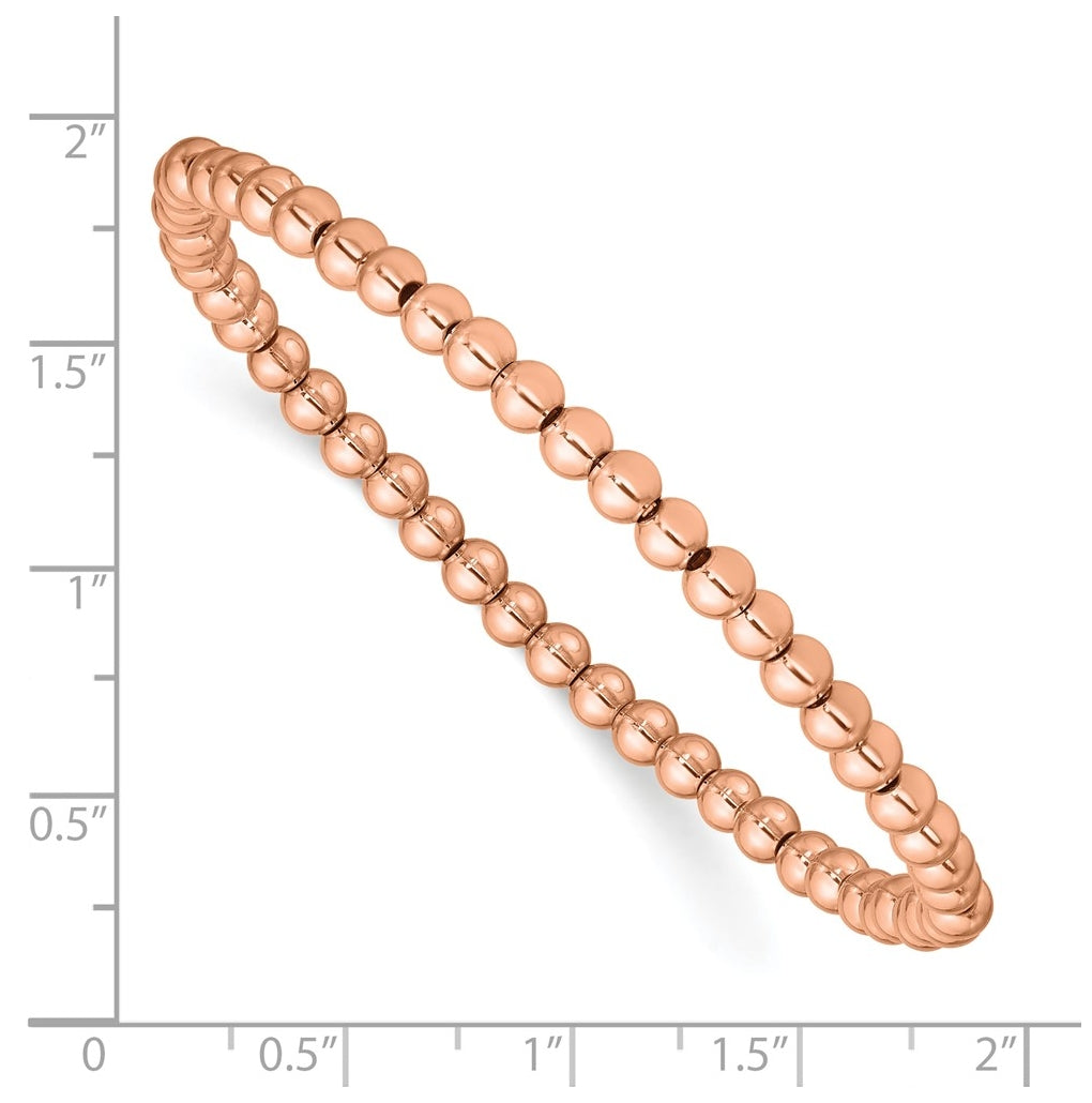 Stainless Steel Polished Rose IP Beaded Stretch Bracelet-Small – Elegant Jewelry Gift for Birthday, Anniversary, Engagement, Wedding